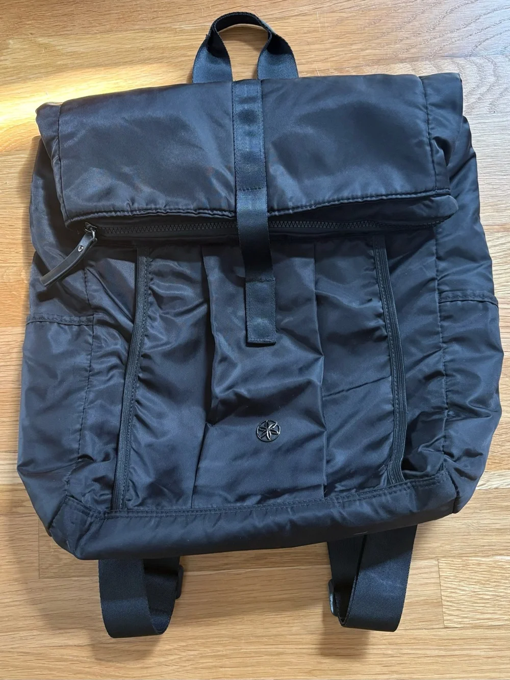 GAIAM Black Nylon Everyday Roll-Top Backpack